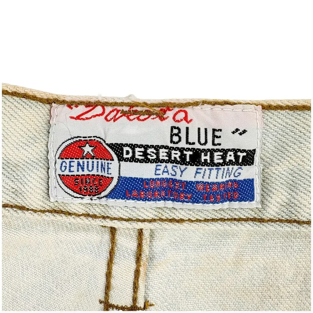 VTG 90s Dakota Blue NWT Denim Shorts Women 27 Geometric Patch Y2K Festival